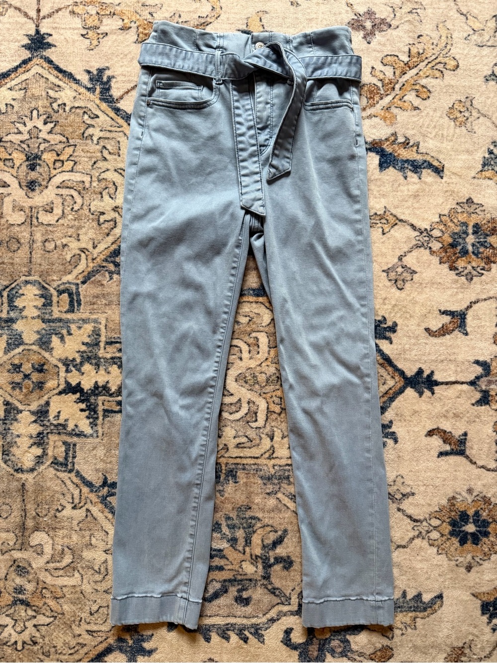 White House Black Market Light Blue Paperbag Waist Pants slim crop